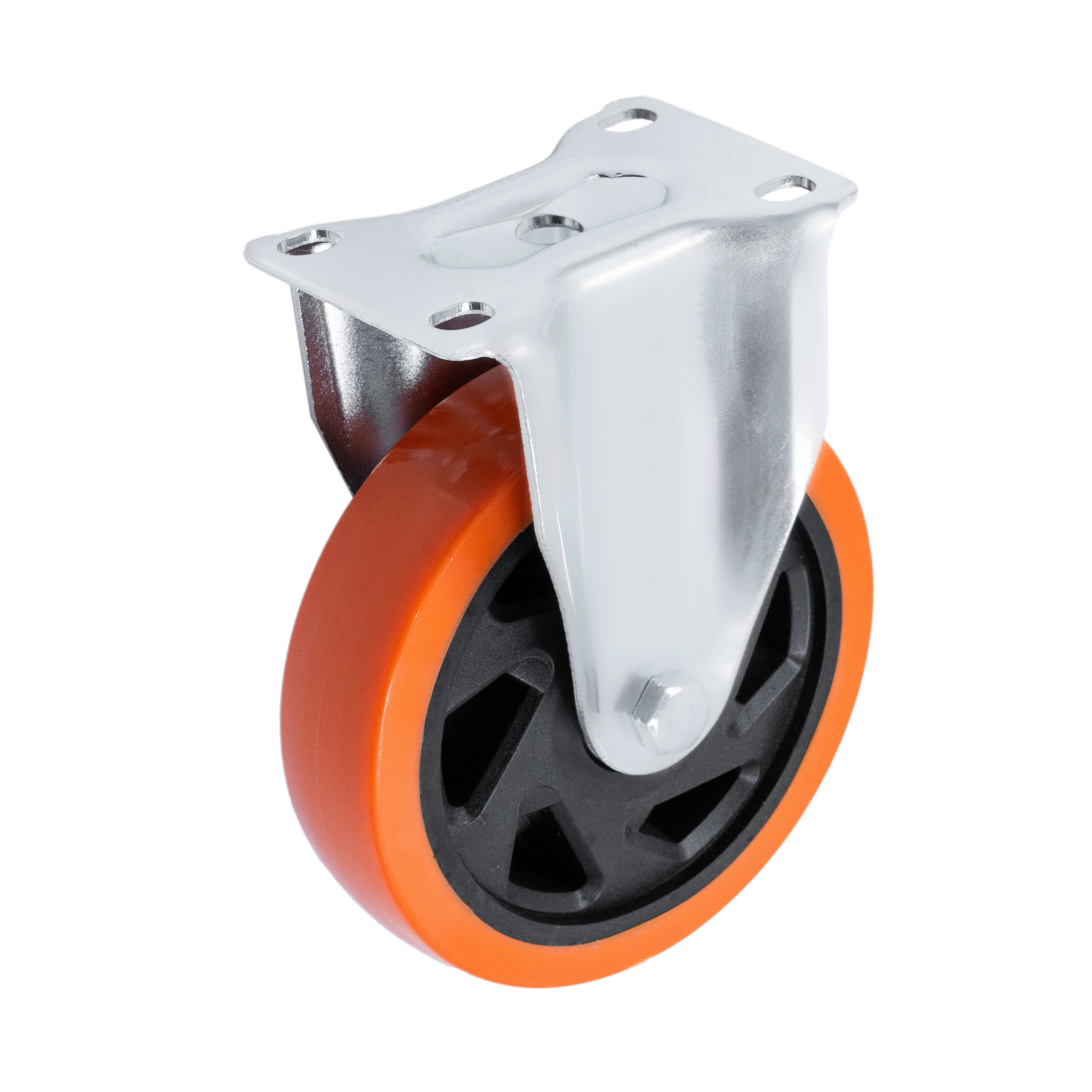 FCM 54 - Оранжевое колесо из термопластичного эластомера 125 мм (неповорот., площадка, шарикоподшипник)